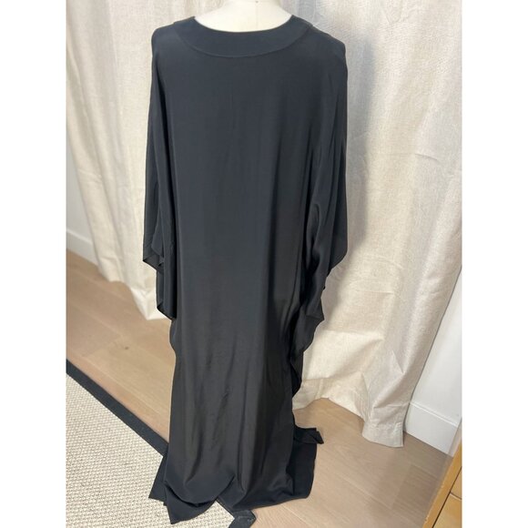 OCEAN + MAIN Black Silk V-Neck Placket Long Caftan Sz 2X - Picture 9 of 12